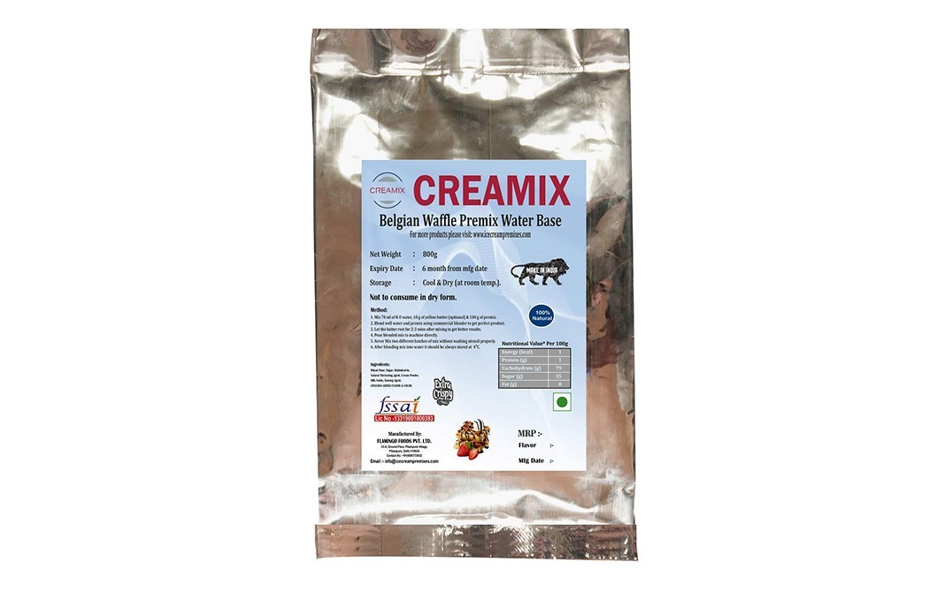 Creamix Belgian Waffle Premix Water Base   Pack  800 grams